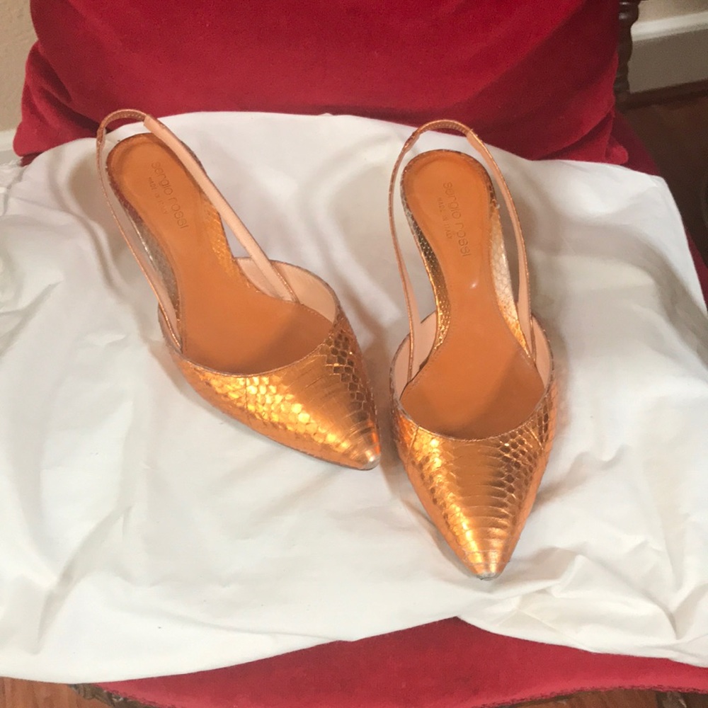 Sergio Rossi sneaks skin sling back low heel